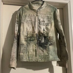 Cactus Beige and Green Graphic Print Blazer